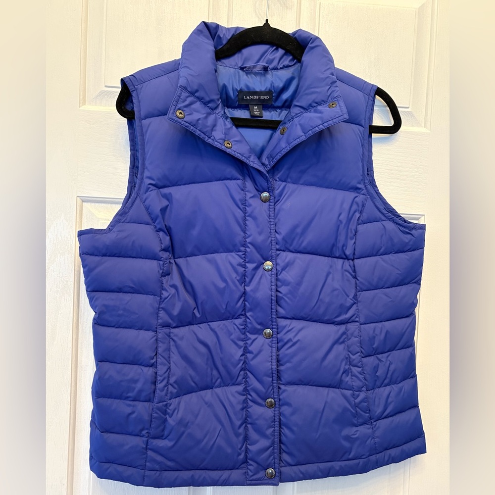 Lands' End Quilted Puffer Vest Jacket Coat Size M 10-12